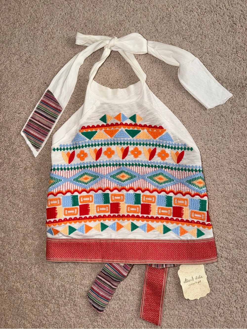 NWT Altar'd State Embroidered Tie Halter Top Size XS